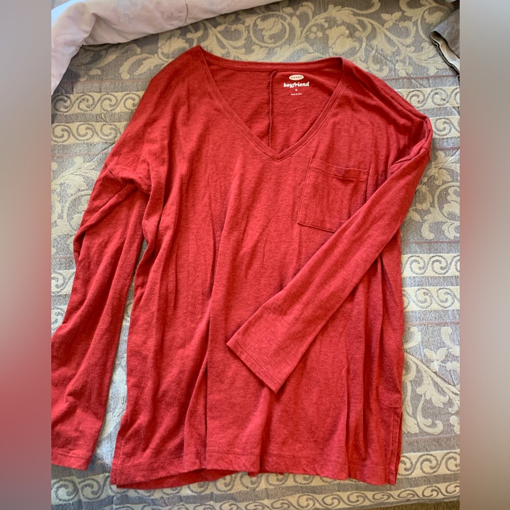 Old Navy Boyfriend Size M long sleeve red top
